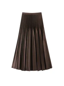 Miyake Double Pleated Beaded Polyester Vintage Anti-Wrinkle Heavy Industry Spring Autumn Women's Mid-Length High Waist Skirt