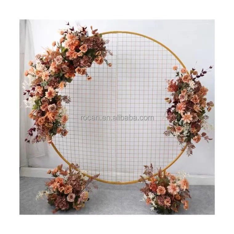 Terracotta Dusty Rust Orange Autumn Fall Wedding Flower Garland  Round Arch Wedding Swag for Circular ArchWedding Backdrop