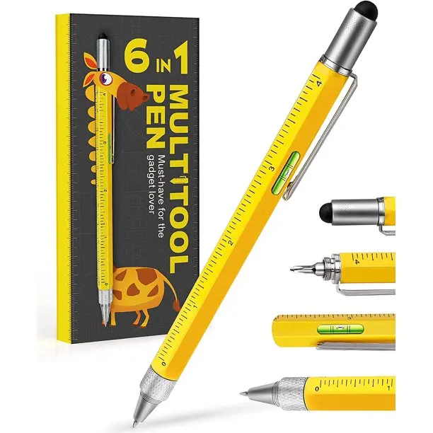 Yeaqee 16 Penne Multiuso 6 In 1 Per Uomini – Con Cacciavite, Livella, Righello E Stilo – Regalo Perfetto Per Papà E Marito