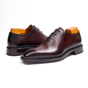 Quality Custom Goodyear Welted Resistant Handmade Office Dark Brown Dress Shoes Oxford Elegant Men'S Premium Leather Shoes