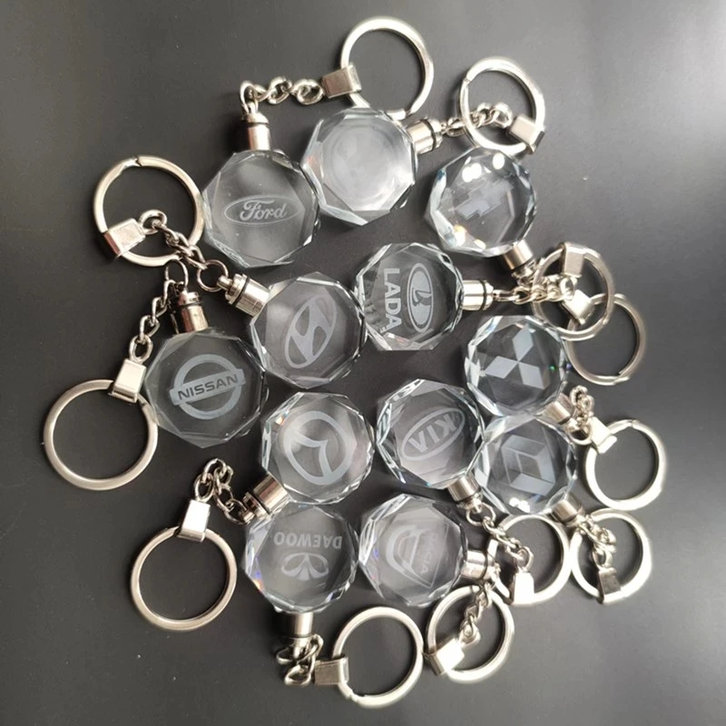 Colorful Lighting Led Keychain Car Designs Logo Crystal Keychain for Promotion Gift Can Be Custom Photo Pictures