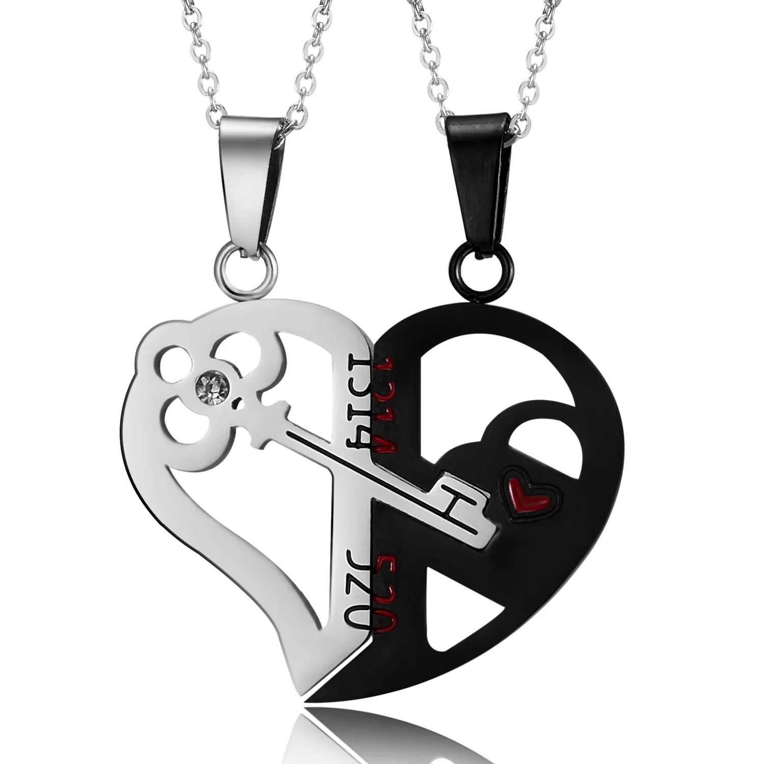 Aienid Stainless Steel Couple Necklaces - Matching Heart Puzzle Pendant Set For Him & Her - View #9