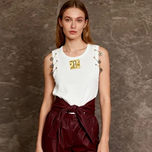 AELESEEN Factory Wholesale Celebrity Ladies Vest Sleeveless New High Street Fashionable Knitted Casual Short Top