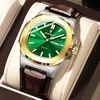 5 Silver Case Gold Bezel Green Dial