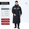 Black-Poly pongee-Single layer-Thickened+2 Pockets-Double brim