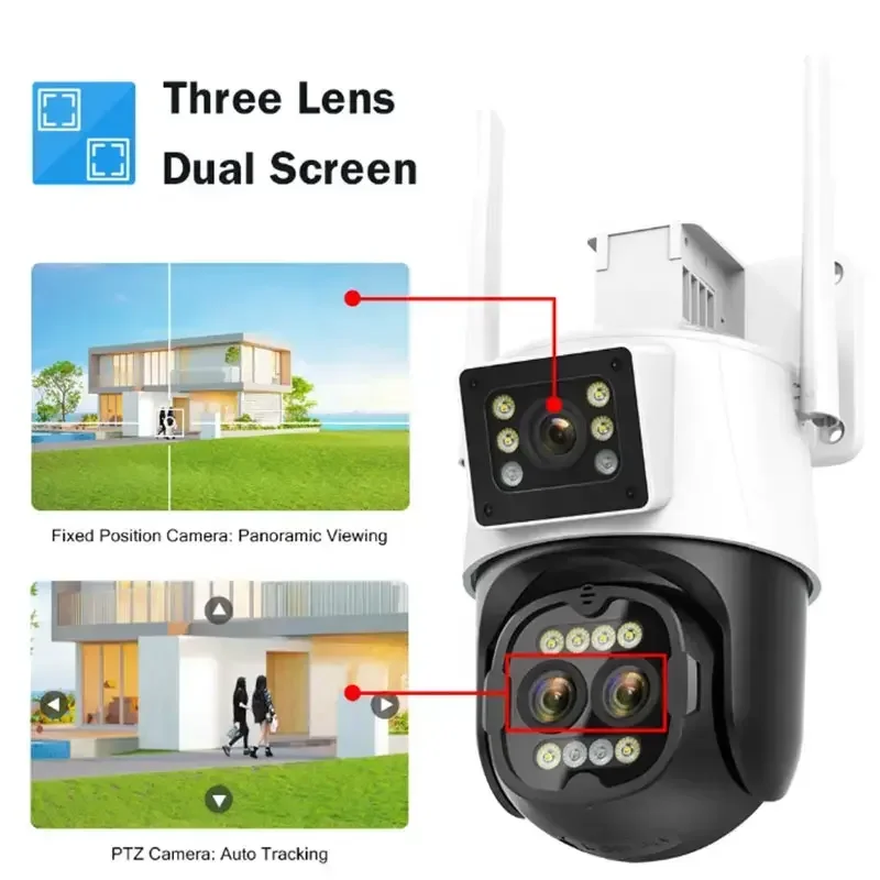 New Arrival Security Three Lens Dual Screen Alarm And Full Color Night ...