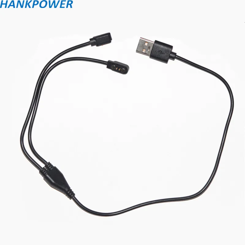 Spring Loaded Pogo Pin 2 Pins Connector 4mm Pitch T Shape 60cm for Smart Watch 2 in 1 2Pin Magnetic Charging Cable