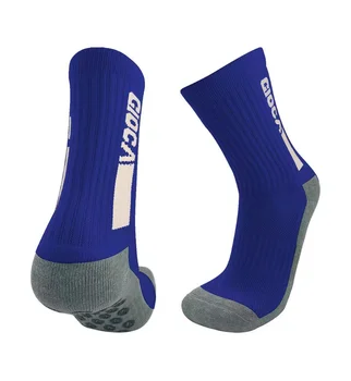 Custom logo thickened mid tube athletic socks stock anti-slip striped sports soccer grip socks men football socks