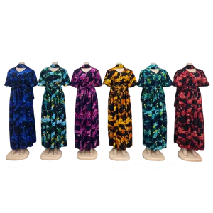 Wholesale New Summer Vintage Waist Slim Casual Women's Short Sleeve Floral Print Fashion Dress