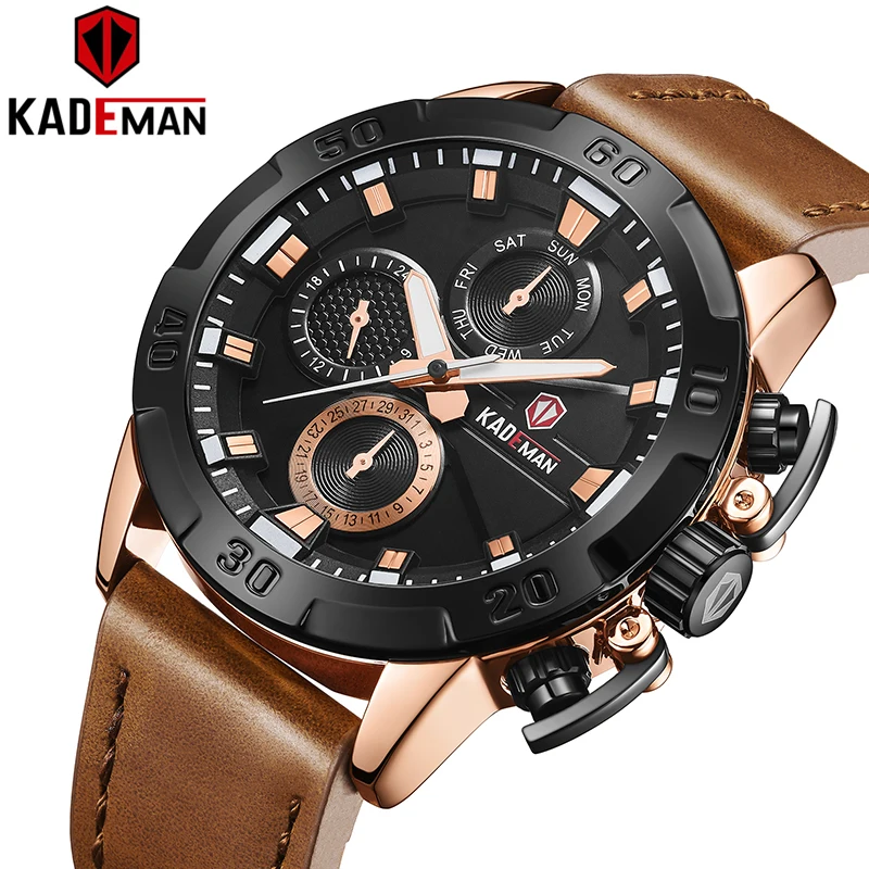 Kademan 813 Brand Luxury Men S Wrist Watches Military Leather Strap Business Date Week Clock Male Waterproof Sports Quartz Watch Buy Men Watches Military Watch Kademan Watch Product On Alibaba Com