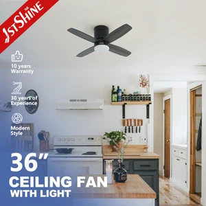 1stshine Led Ceiling Fan 110-240V Low Profile MDF Blades 36" Remote Ceiling Fan Light