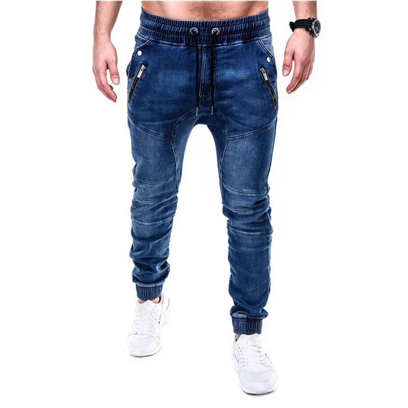 Hot-Selling European and American Men's Mid Waist Washed Denim Casual Pencil Pants