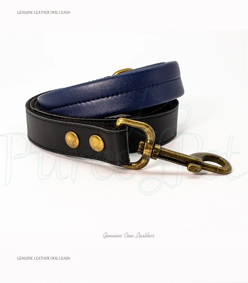 Custom Designer Luxury Genuine Leather Pet Collar Lead Rope Real