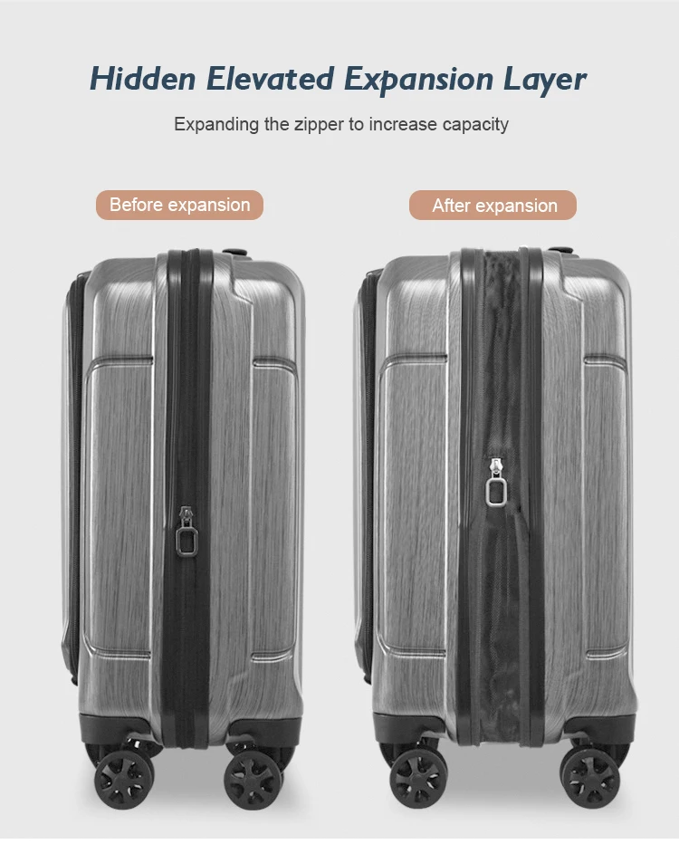 Special Design ABC PC 4 Wheels PU leather Luggage Suitcases Sets For School Long-distance Travel