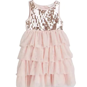 Wholesale Manufacture Custom Latest Frock Design Shining Sequin Tutu Dresses for Girls Kids