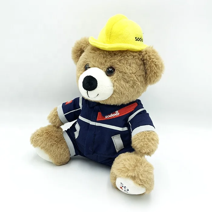 LOW MOQ Personalized Soft Engineer Uniform Teddy Bear Stuffed Plush Bear Doll