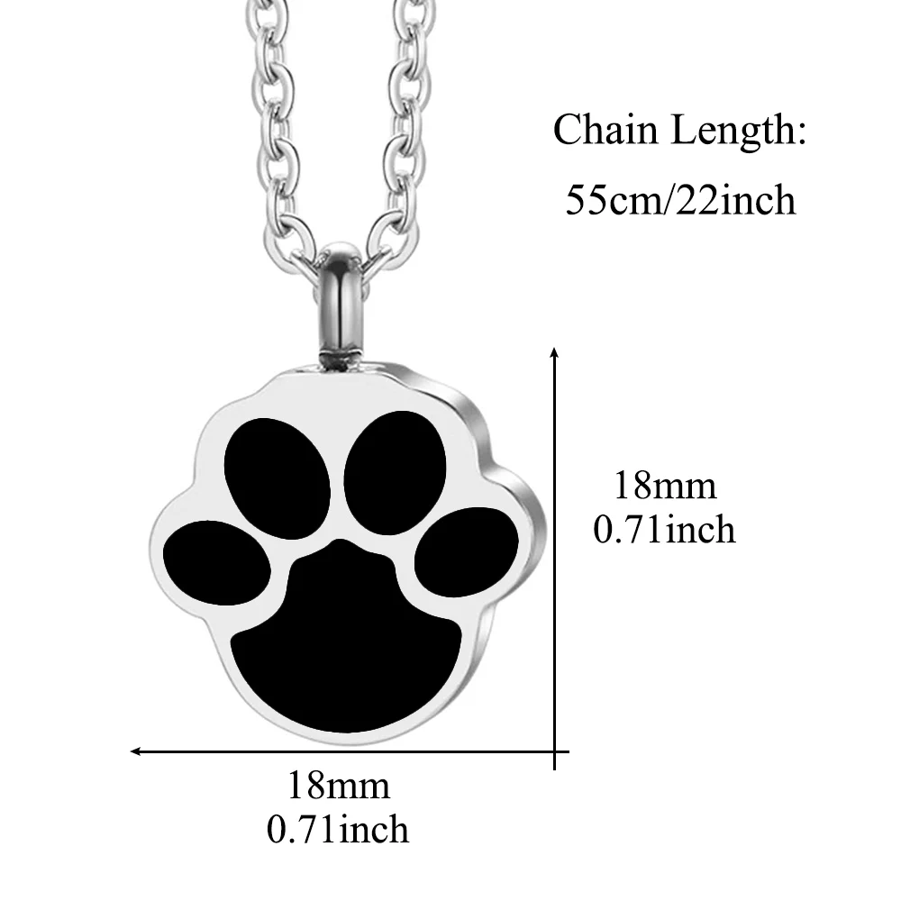 Cremation jewelry stainless steel urn cat paw urn necklace cat and dog ashes memorial pet urn pendant mini souvenir urn pendant