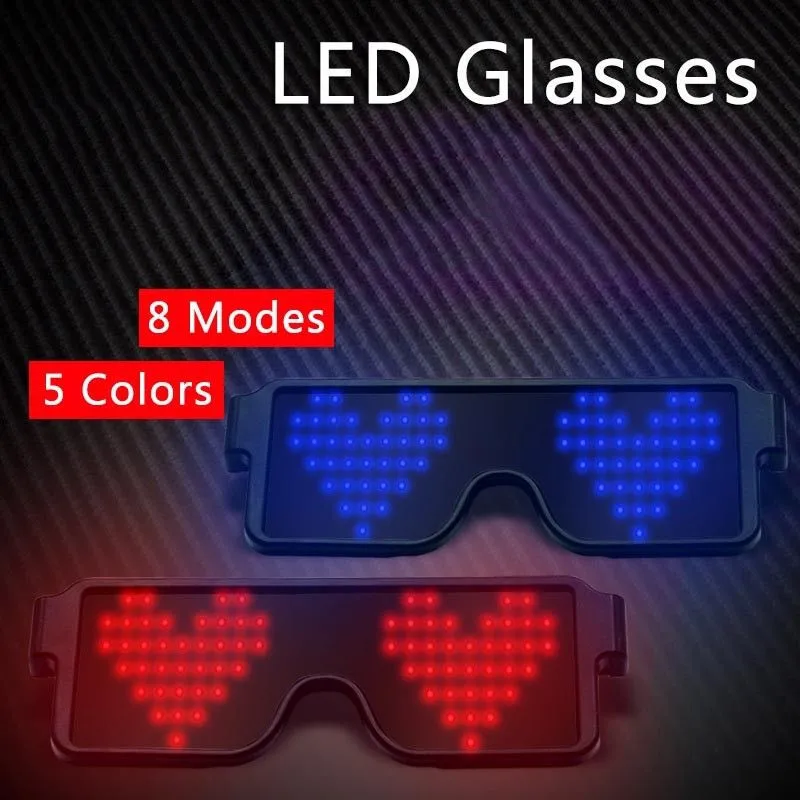 8 Modes Quick Flash USB Led Party USB charge Luminous Glasses Glow Sunglasses Christmas Concert light Toys Christmas decorations