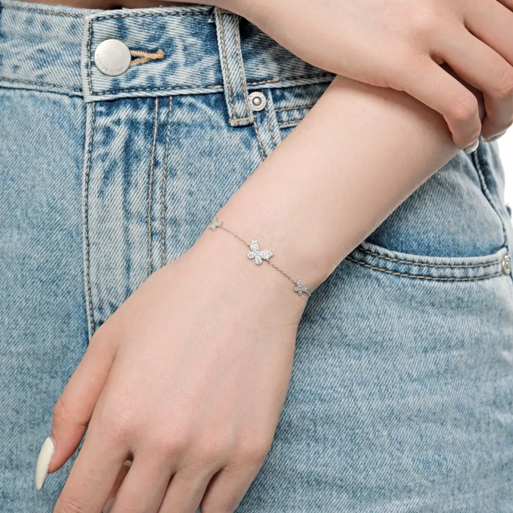 KAKODIY Fashion jewelry 925 Sterling Silver adjustable charm tennis bracelet for women 18K gold plated butterfly bracelet detail 6