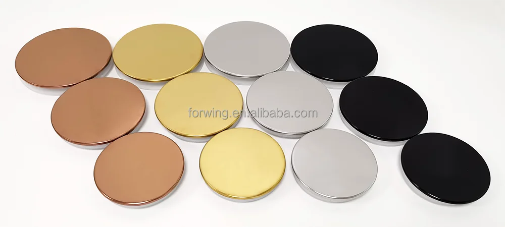Manufacturers wholesale discount electroplated gold silver black stainless steel metal candle jar lid supplier