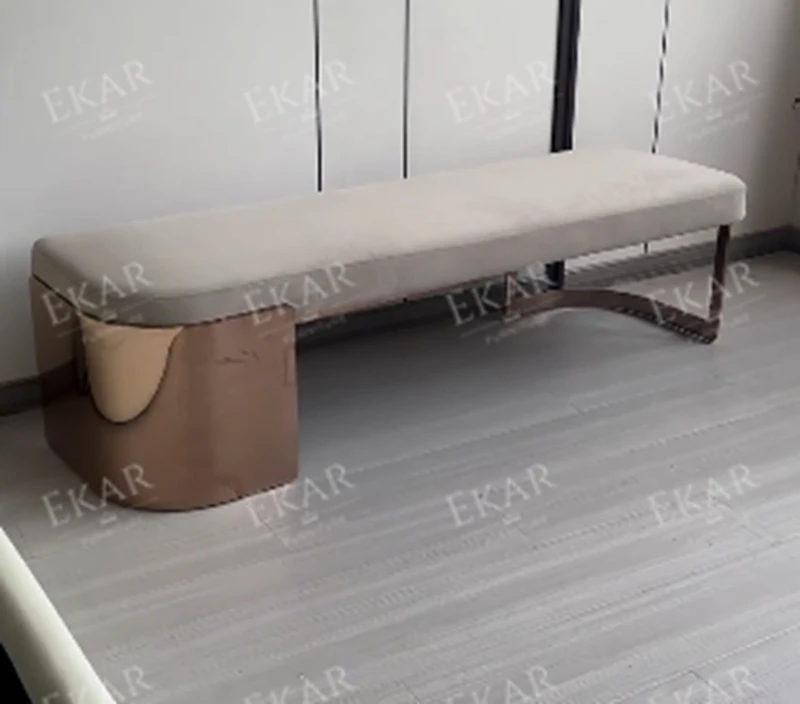 product ekar furniture  high quality modern bench metal foot soft cushion bed end stool-65