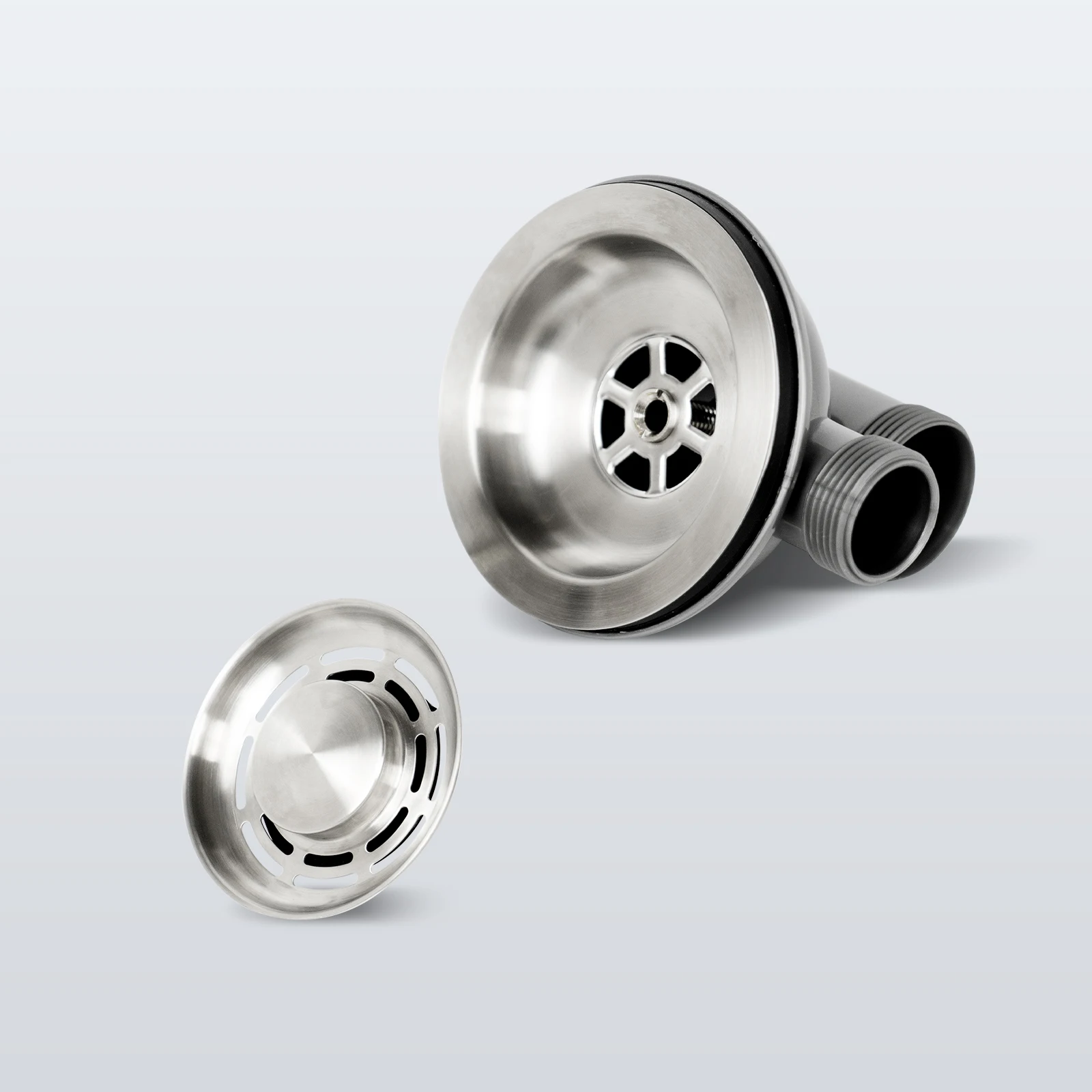 product strainer assembly kitchen sink drain in stainless steel with plumbing full set-3