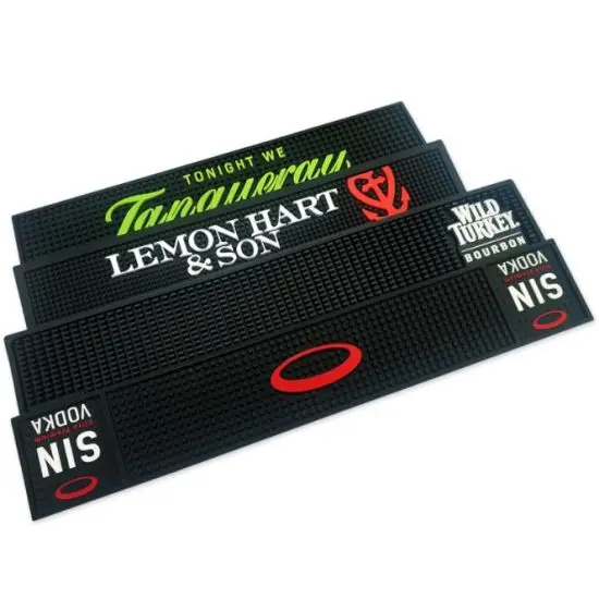 Bar Mat Custom Logo Bar Rail Mat Tool Accessories Promotional Rubber Bar Mat