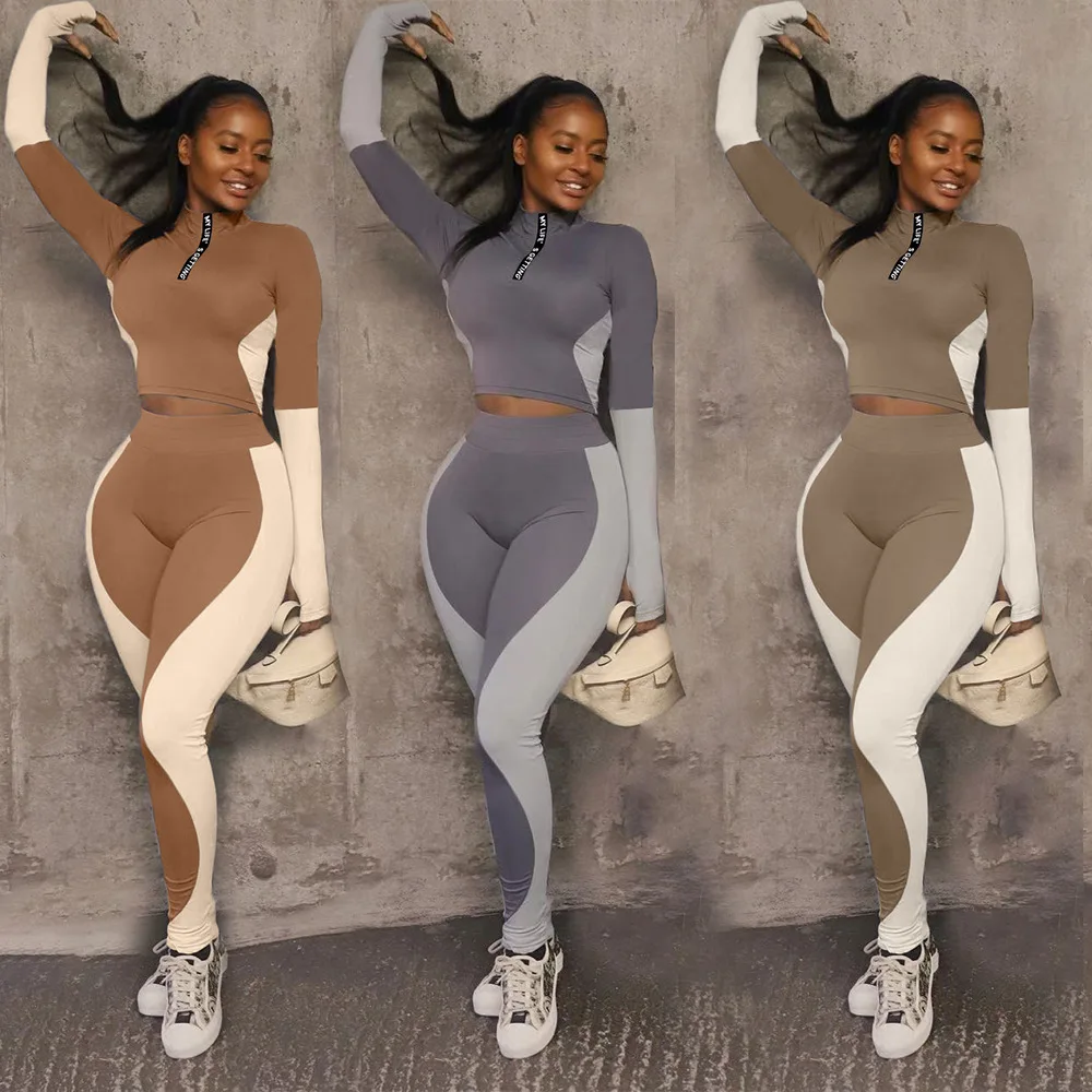 2024 Custom Long Sleeve Plus Size XL 2-Piece Fitness Wear Elastic Waterproof Gym Yoga Sets for Women with Custom Logo at Waist manufacture