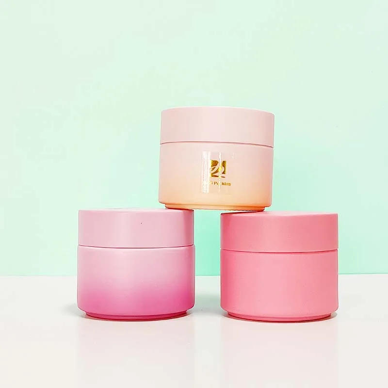 painting matte Frosted pink ceramic glass jar 15ml 20ml 30ml 50ml 100ml opal white glass cosmetic Face cream jar with Round lid