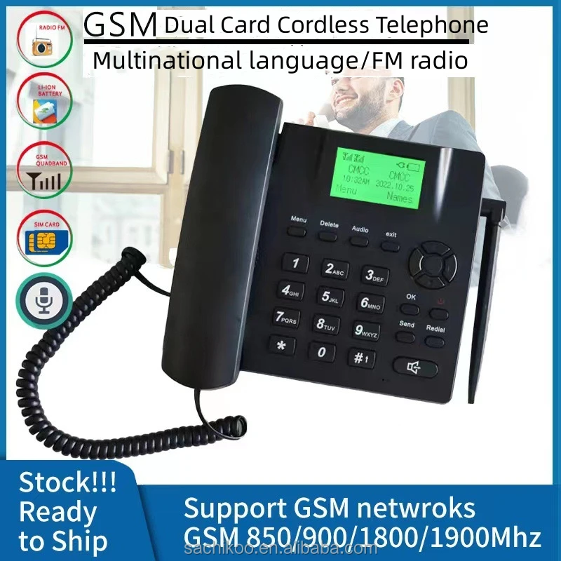 Dual SIM Card Access GSM Digital Desktop Fixed Terminal Telephone Cordless Phone for Home or Office Use