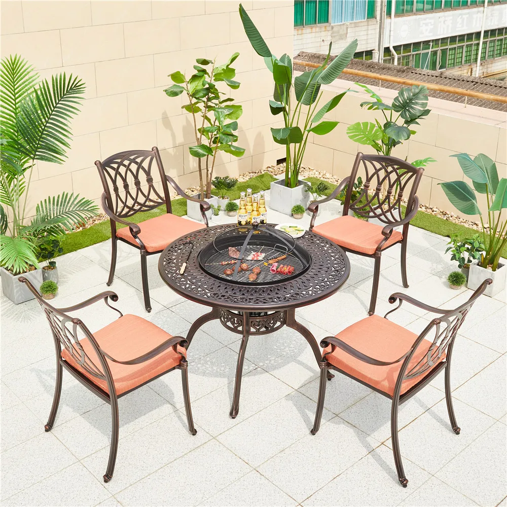 Cast Aluminum Garden Chairs Outdoor Tables And Chairs Patio Aluminum Casting Dining Furniture