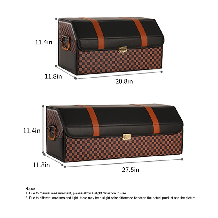 Multifunctional Large Capacity Car Organizer Collapsible Leather Trunk Storage Box with Compartment