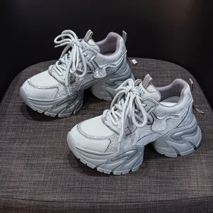 Thick soled 7CM women's shoes, 2026 autumn women's shoes, sports and leisure shoes, air cushioned sole dance shoes