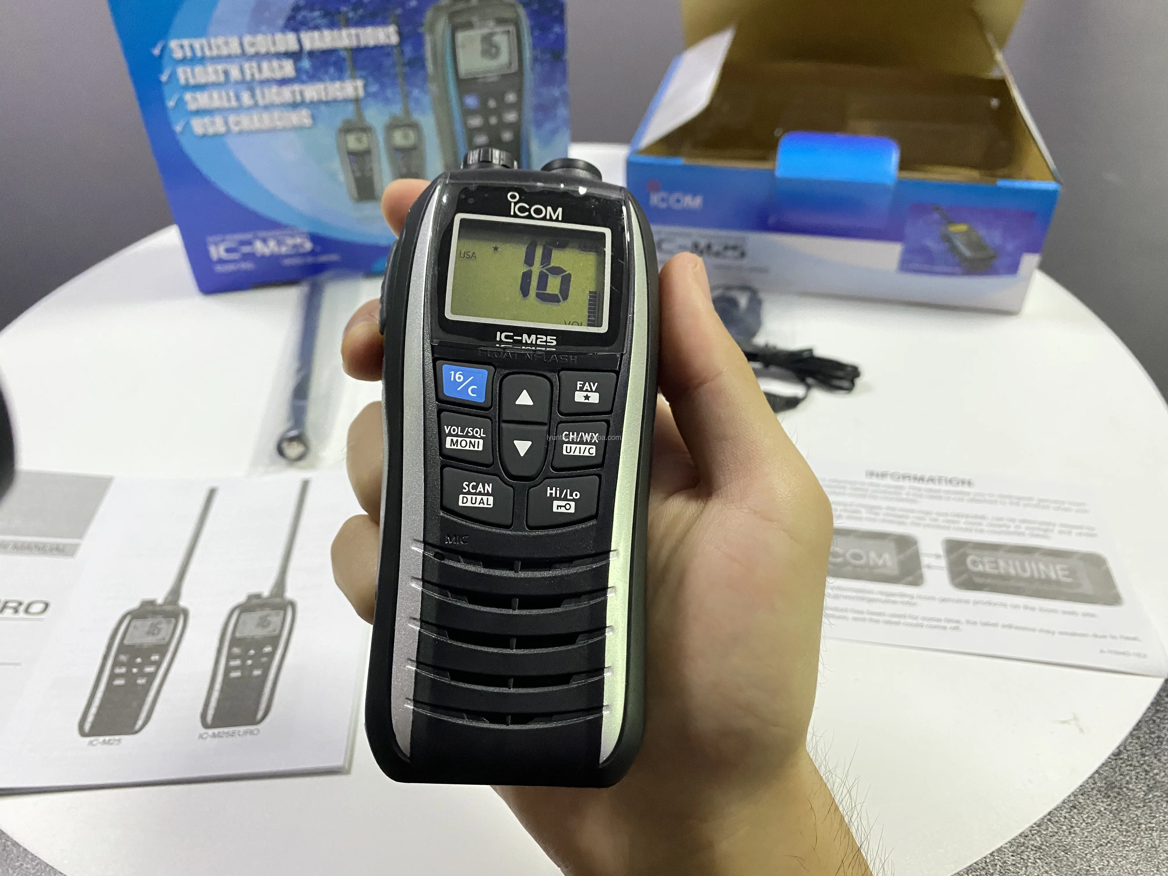 ICOM VHF MARINE TRANSCEIVER IC-M25 USB Charing IPX7 waterproof walkie taklie