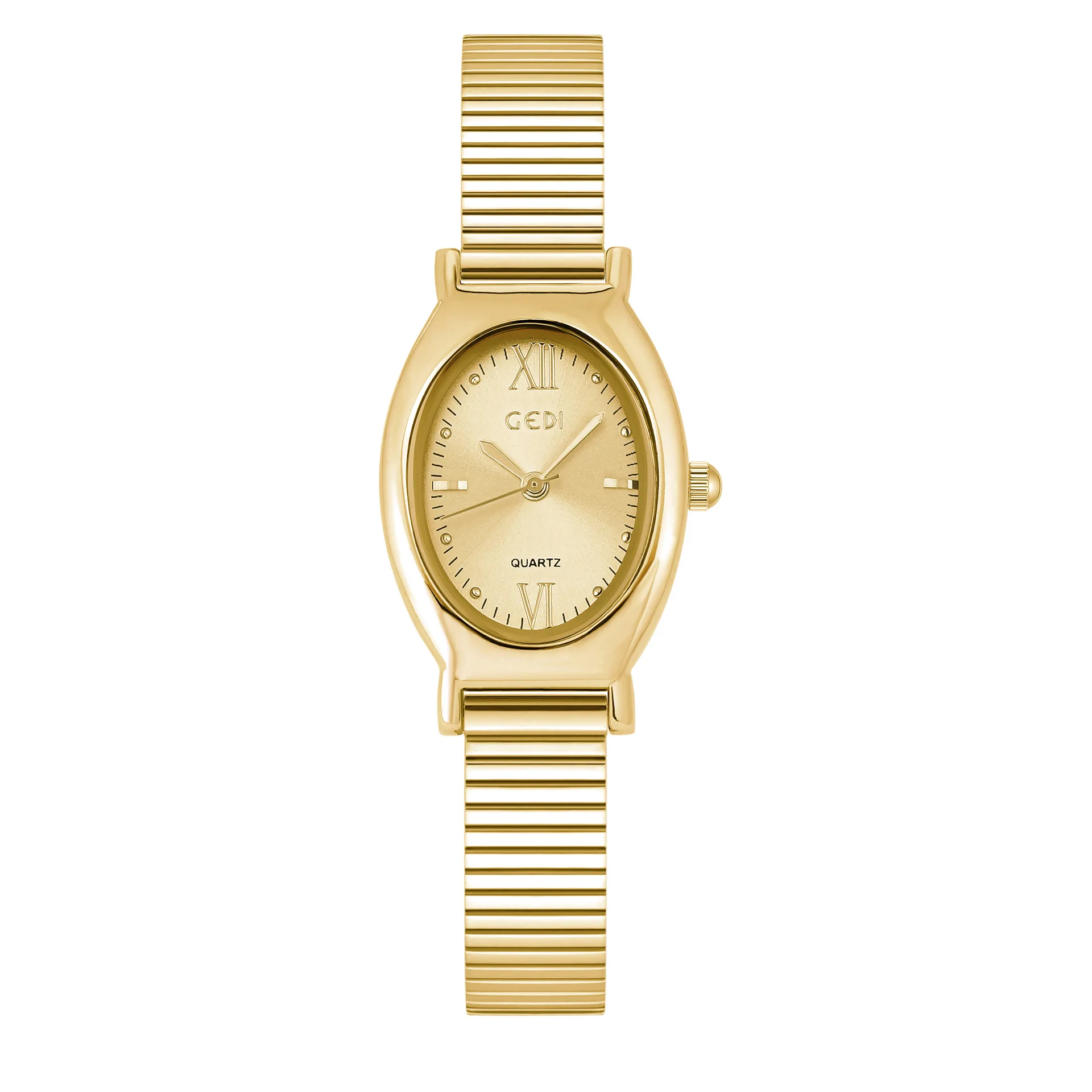 SKU0081 Retro Gold Women Fashion Round Watch Bracelet Stainless steel + gift bag Vintage Style Round Face Golden Bracelet Watch  main image 2