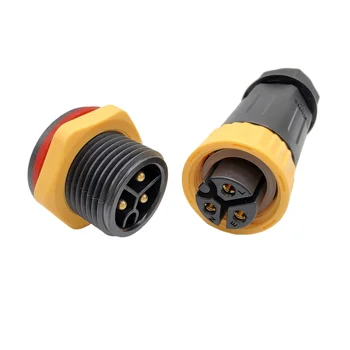 Threaded 3pin 20A IP68 waterproof female power connector for led display LED lighting solar storage battery