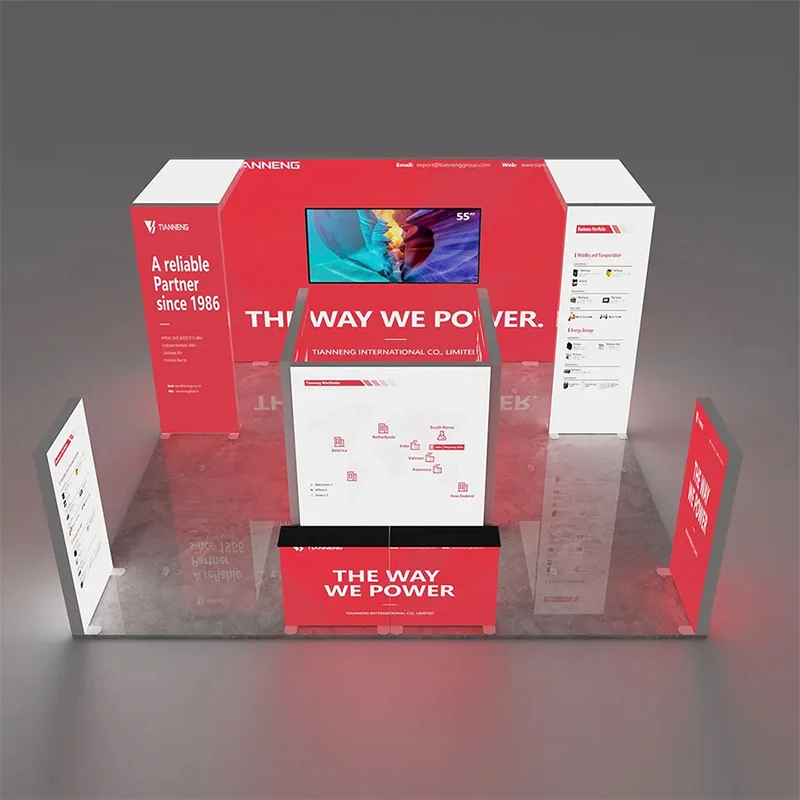 TianLang išstovykės stendai su šviesiniu langeliu Ekspozicijos vaizdavimas Atgalinis sienelis Seg Lightbox Booth Display