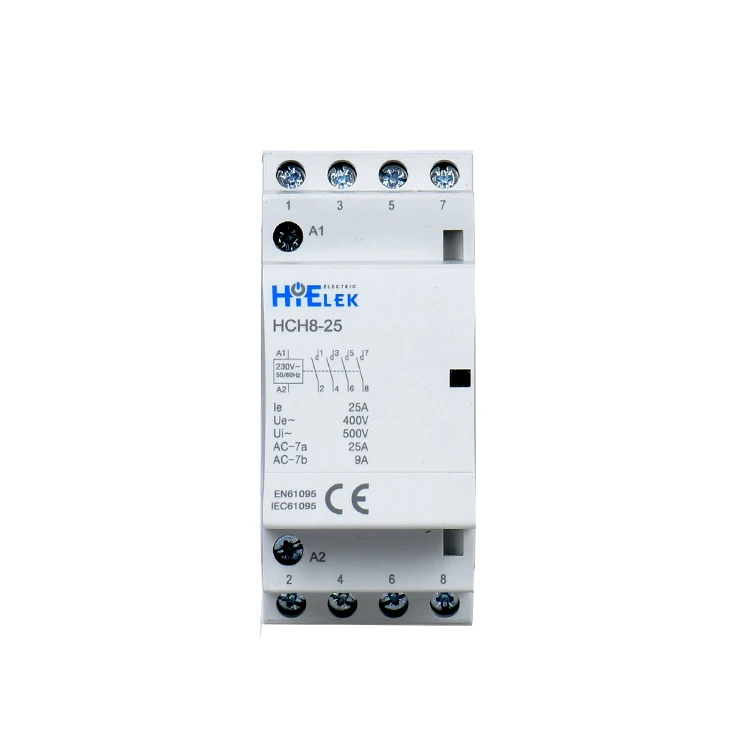 Din Rail Contactor 25A 4P 4NO 230V for Household Use with Auxiliary Contacts