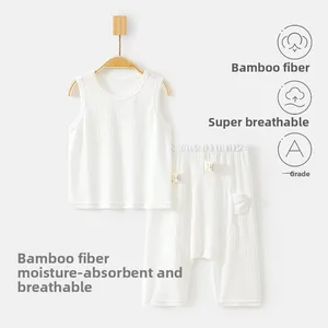 Bamboo Baby Clothes Pajama Set Summer Sleeveless T-Shirt Loose Pants Toddler Girls Clothing Sets