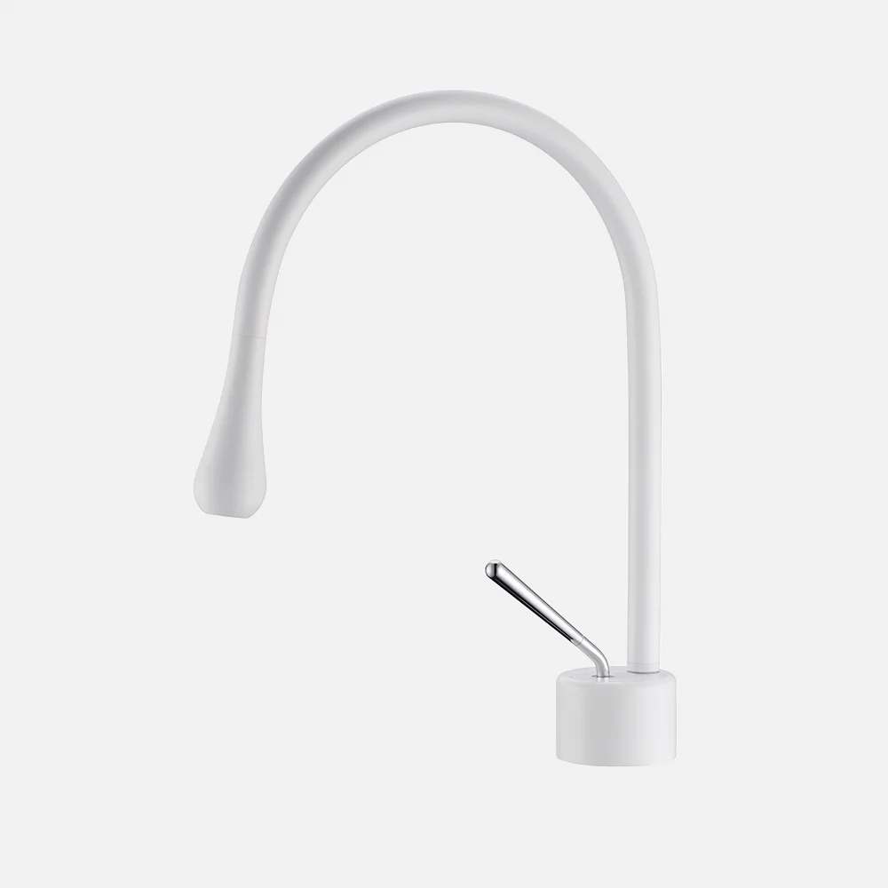 Hot Sales Brass Water Drop Design Tap Bathroom Sink White Finish Faucet Modern Brass Reasonable Price Basin Mixer