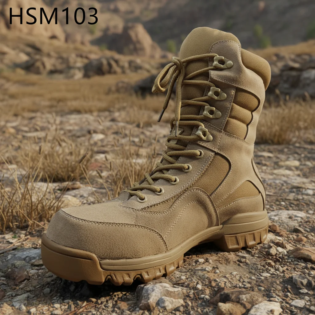 ZYF,Dunes Expedition Rip Stop Natural Suede Leather Combat Boots Chile Market Shock Absorption Desert Marching Boots HSM103