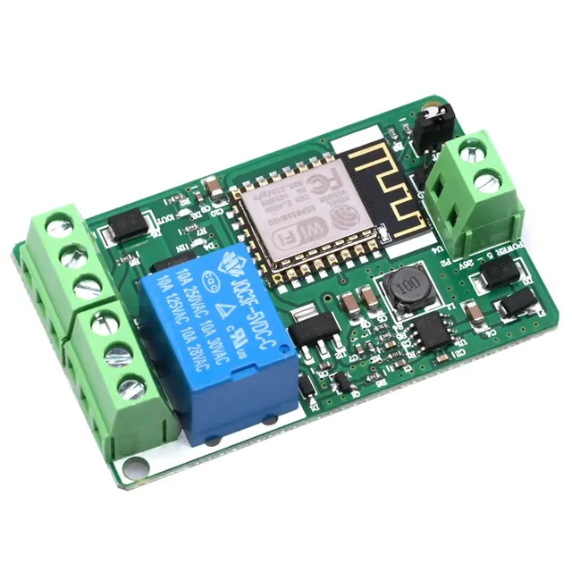 Green ESP8266 Relay Module 10A 220V Network Relay WIFI Module Input DC 7V~30V 4 Layers Board TVS Input Automatic Protection