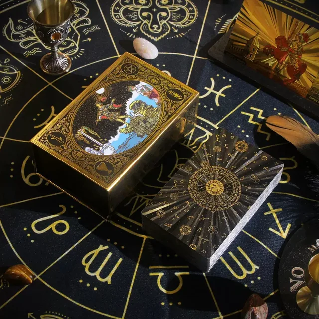 Factory Custom Tarot Cards Dropshipping Cartas De Taro Panoramic Tarot Gold Foil PET Tarot Card Set