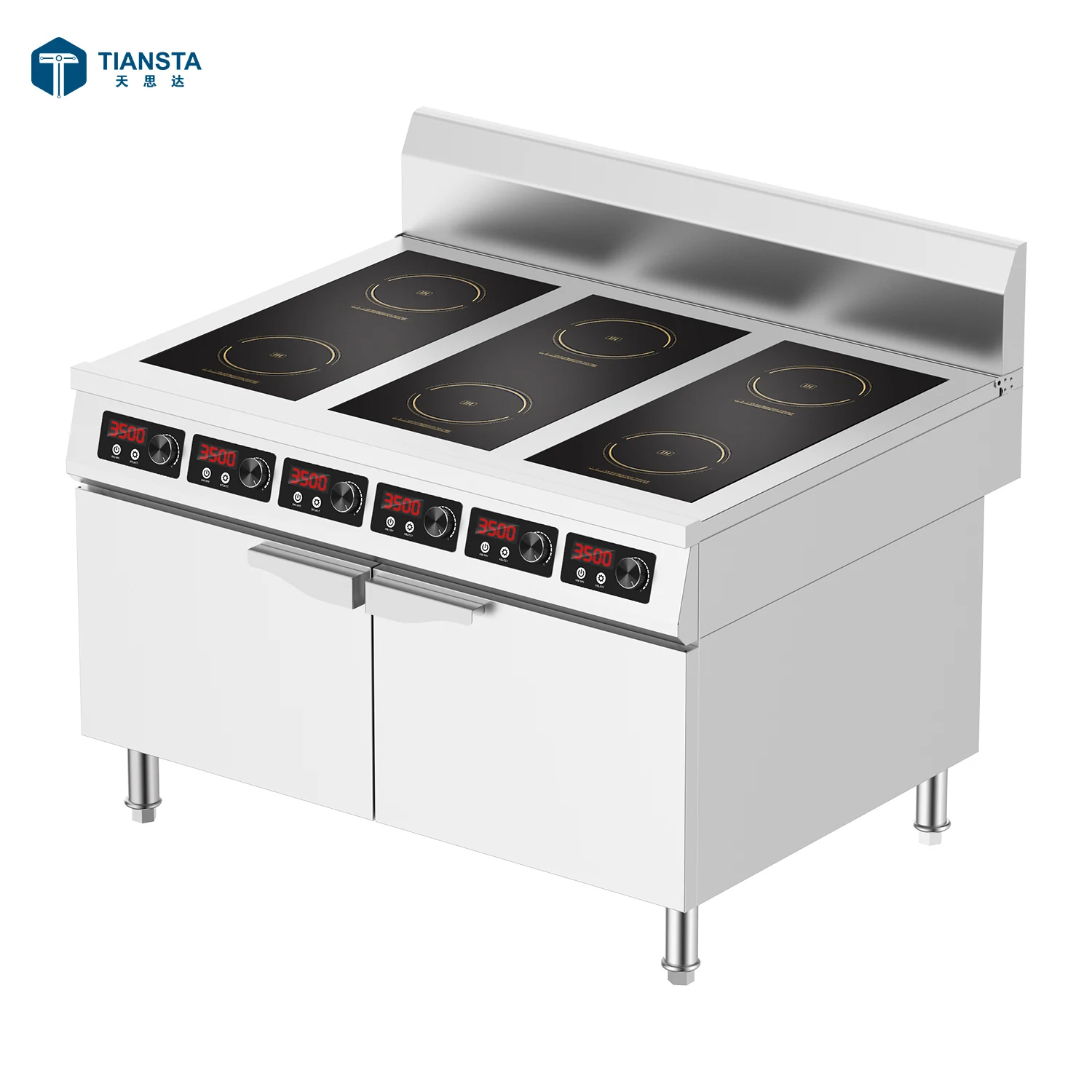 Six Eye Commercial Kitchen 6 Head Zone 380v Induction Stove Hob Range Multi Burner Cabinet 3426