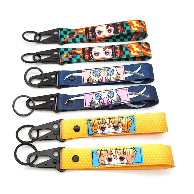 Keycord Polyester Wrist Lanyard Anime Sublimation Carabiner Clip Keychain  Lanyard Key Chain Anime Key Strap Custom