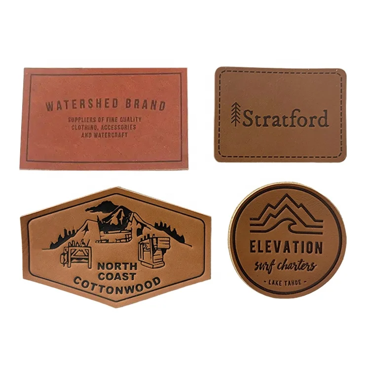 Leather labels and patches for apparel