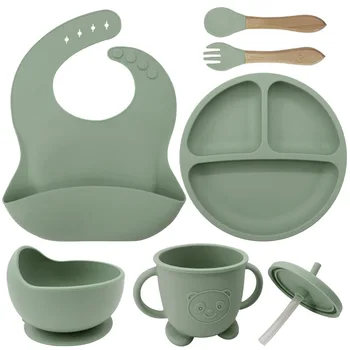 Maternity and Baby Silicone Dinnerware Set with Comfortable Bib for Parents and Infants