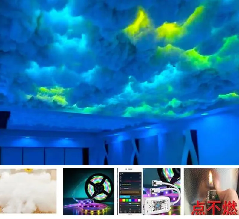 Tira de luces LED de nube para decoración RGB que cambian de color, kit de  tiras de luz de nube de trueno para el hogar, bar, fiesta interior