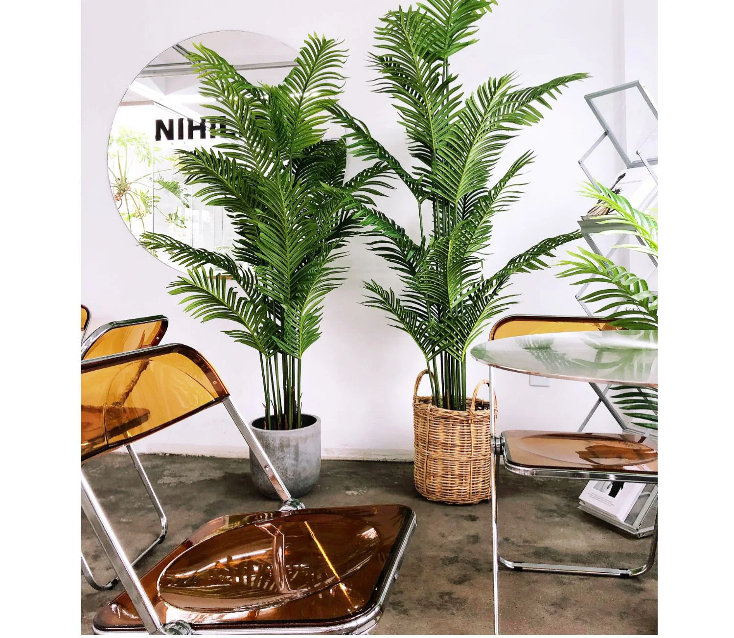 Custom Faux Areca Palm Green Monstera Bonsai Plastic Fake Olive Plants