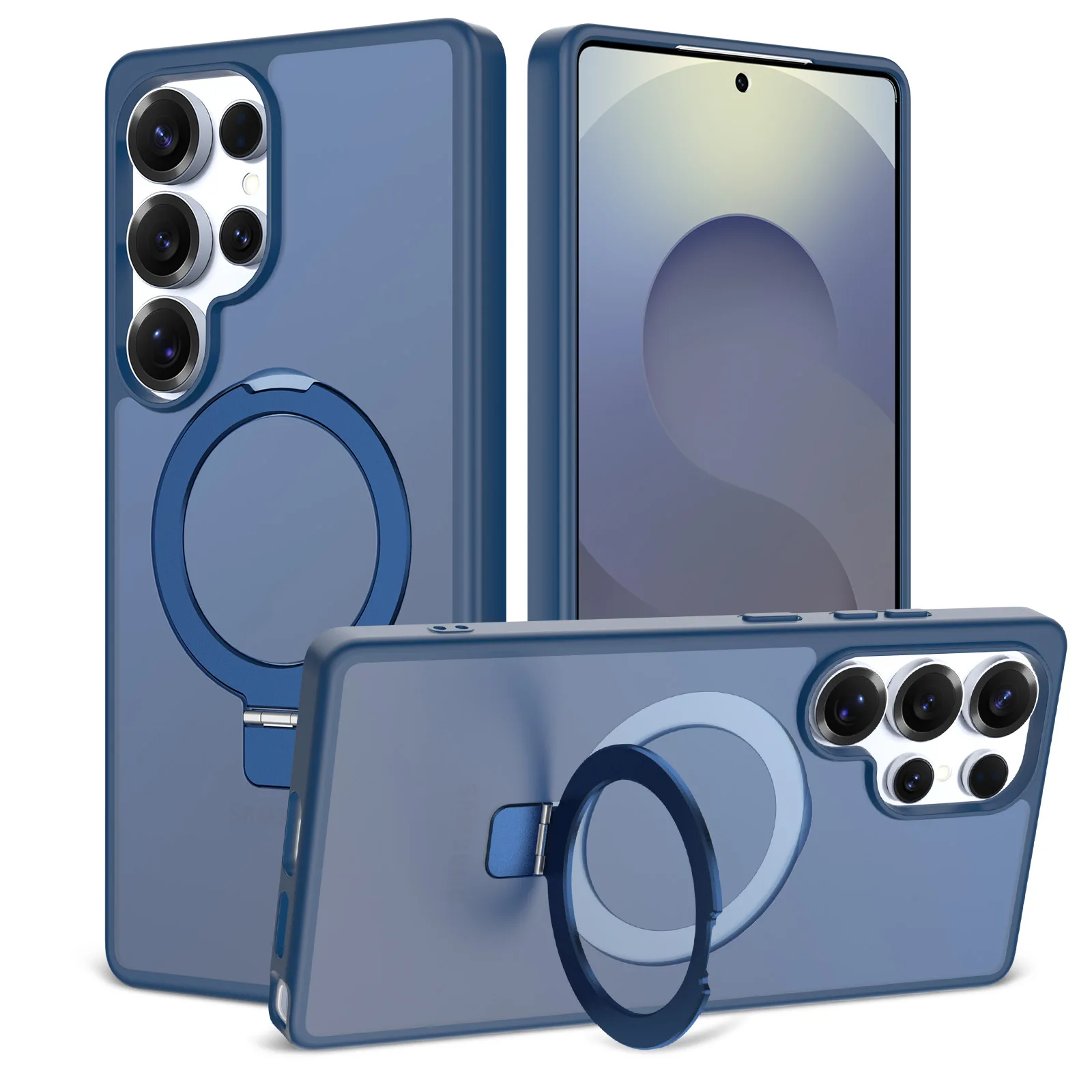 product laudtec protective matte ring bracket magnetic case for samsung s25 ultra stand and skin feeling for s25 edge mobile phone case-4